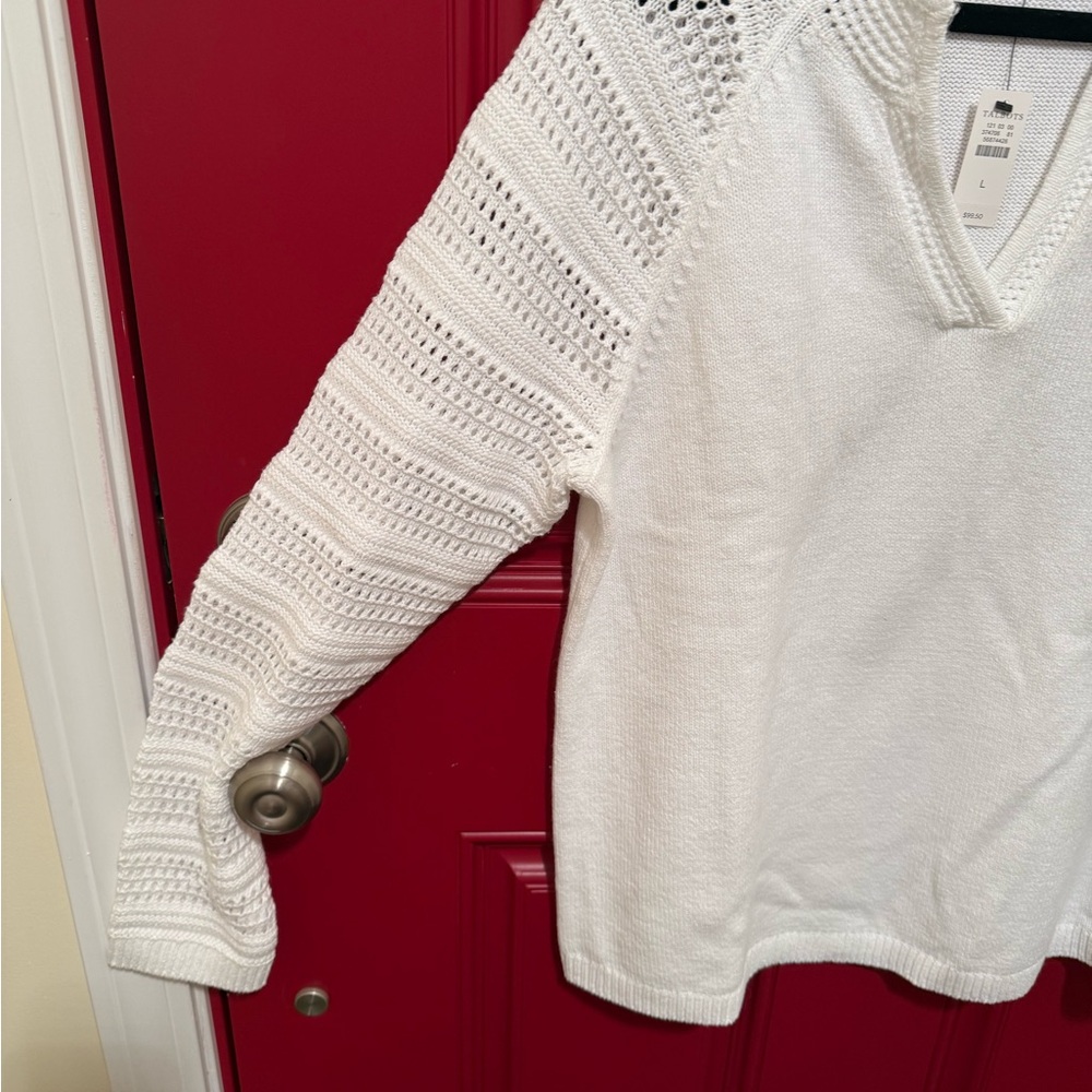 Talbots White V-Neck Sweater - Picture 3 of 7